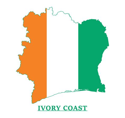 Ivory Coast National Flag Map Design, Illustration Of Ivory Coast ...