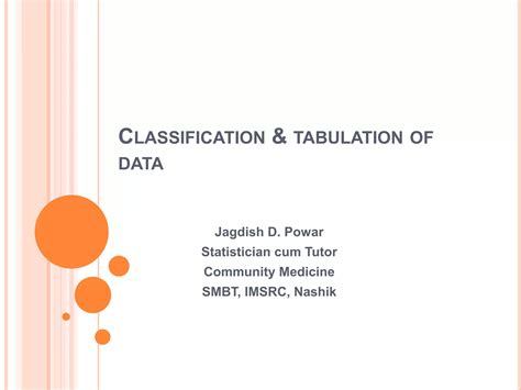 Classification and Tabulation of Data BBA 的图像结果