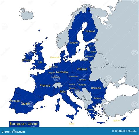Map of European Union stock vector. Illustration of national - 37402600