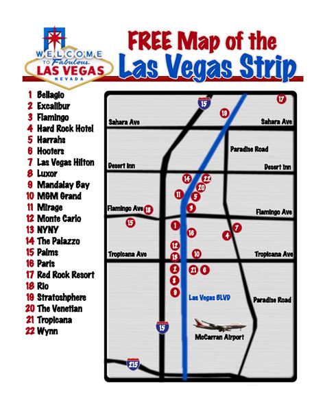 Las Vegas Strip Hotel Map Printable