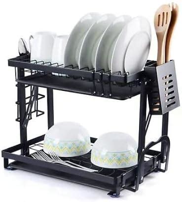 YHK Dish Drying Rack, 2 Tier Dish Rack Stainless Steel with Utensil ...