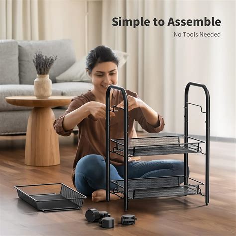 Pipishell 3-Tier Mesh Wire Rolling Utility Cart India | Ubuy