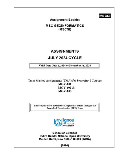 Mscgi Sem-I Assignment Booklet for 2024 - 0 MSCGI Assignment Booklet ...