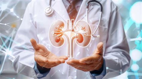 Premium Photo | The image shows a doctor in a white coat holding kidneys above his hands This is ...
