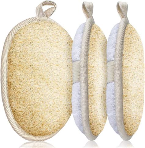 3 Packs Exfoliating Loofah Sponge Pads,5.7”x 3.9”-100% Natural Luffa ...