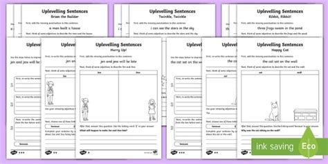 KS1 Uplevelling Sentences Differentiated Worksheets