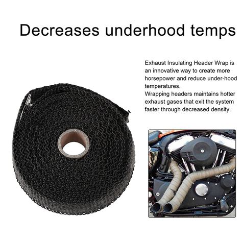 Exhaust Heat Wrap, Exhaust Header Wrap Tape Fiberglass Heat Shield Tape with Stainless Steel ...