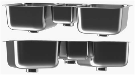 3D model Undermount Triple Bowl Kitchen Sink | 3D Molier International