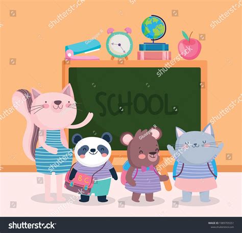 Cute Student Teacher Animals Class Stock Vector (Royalty Free ...