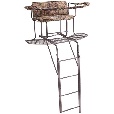 Guide Gear 20' 2-man Double Rail Ladder Tree Stand with Hunting Blind ...