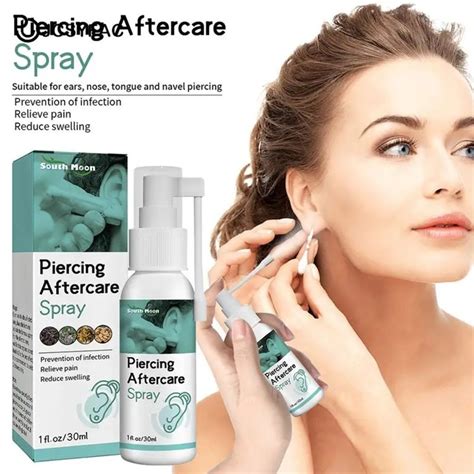 Ear Piercing Aftercare Kit - 30ml Fresh Mint Cleaning Solution + Ear ...