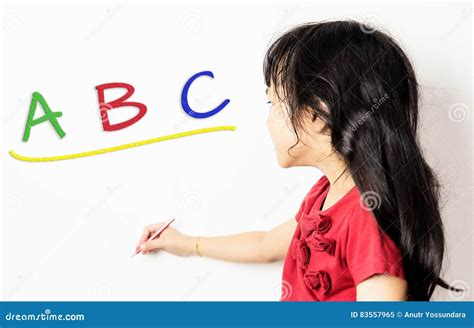Asian Girl is Learning English ABC Stock Image - Image of student, word ...