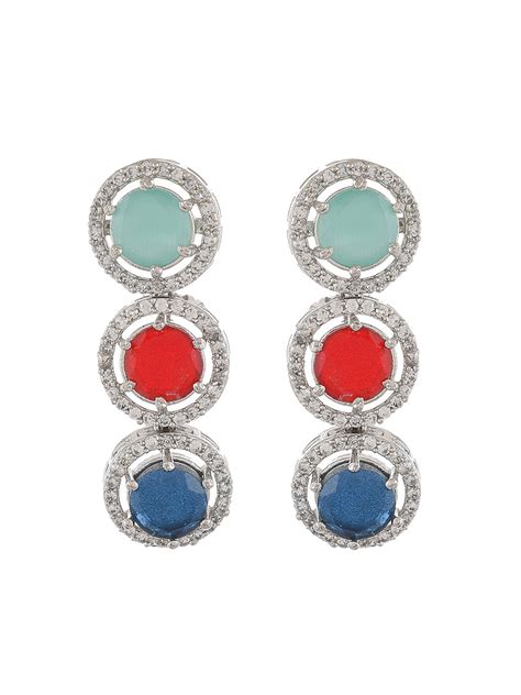 Buy Silver Plated Pastel Color American Diamond Jewellery Sets for ...