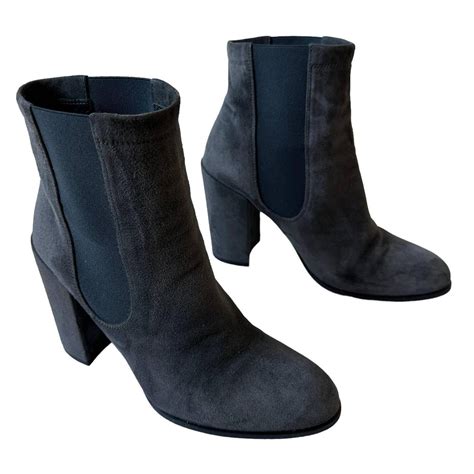 Stuart Weitzman Boots Gray Suede Chelsea Ankle Boot... - Depop