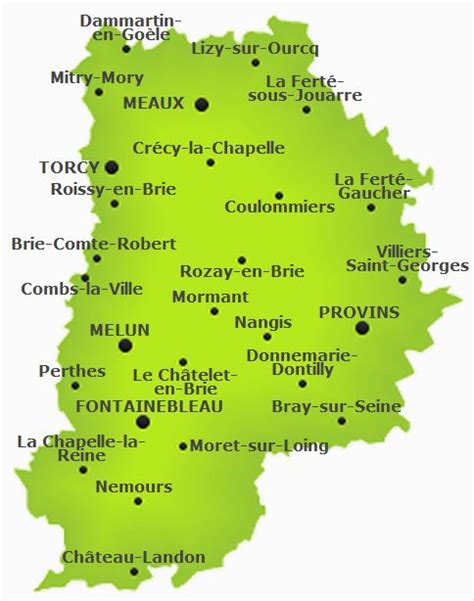 Carte personnalisable des villes et communes de Seine-et-Marne