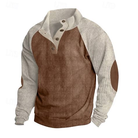 Men's Zip Sweatshirt Button Up Hoodie Apricot Light Khaki. Black Wine ...