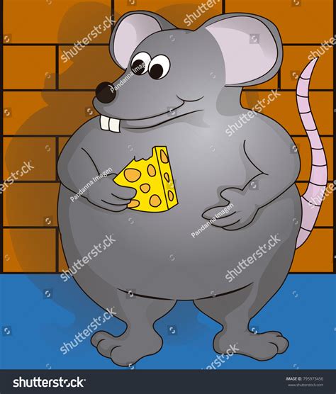 Cute Vector Illustration Fat Mouse Standing: vector de stock (libre de ...