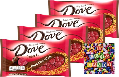 Amazon.com: Dove Dark Chocolate Hearts Valentines Day Candy 4 Pack ...