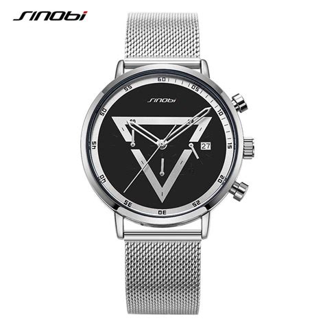 Sinobi Men’s Fashion Quartz Watch – Mesh Strap Inverted Triangle Dial ...