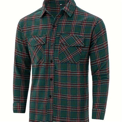 Classic Design Plaid Pattern Men's Casual Button Long Sleeve - Temu ...
