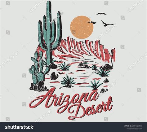 Arizona Desert State Graphic Print Artwork Stock Vector (Royalty Free ...