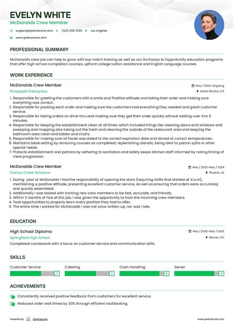 10+ Mcdonalds Crew Member Resume Samples & Templates for 2025