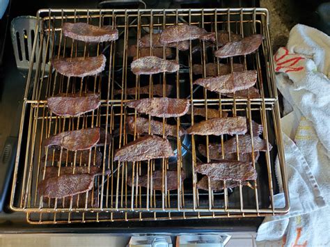 I made beef jerky in the smoker using G Hughes Teriyaki sauce and apple ...