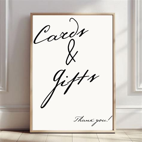 Editable Elegant Card Gift Sign, Custom Handwritten Wedding Sign ...