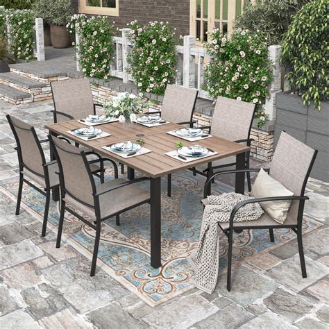 Amazon.com: HERA'S HOUSE Patio Table and Chairs 7 Pieces, Outdoor Patio ...