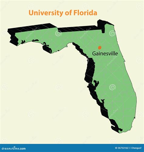 3d Map University Of Florida (UF, UFL) Gainesville Stock Photography ...