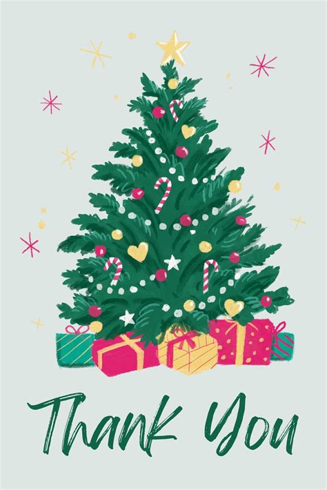 Printable Christmas Thank You Cards Holiday Thank You Card Template: