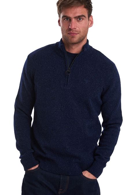 Barbour Tisbury Mens Half Zip Jumper, Navy - McElhinneys