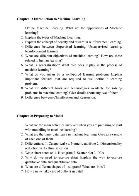 Question Bank - Chapter 1: Introduction to Machine Learning 1. Define ...