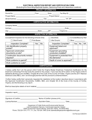 2014-2025 VA Electrical Inspection Report and Certification Form Fill ...