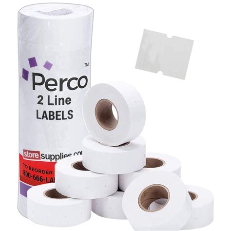 White Labels for Perco 2 Line Labeler Gun - 1 Sleeve, 6,000 Labels ...