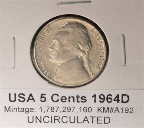 Usa 5 cents 1964d uncirculated – Artofit