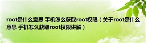root权限获取 root是什么意思_4399玩机教程