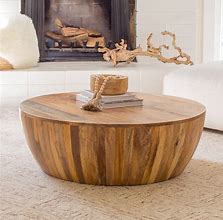 Image result for Solid Wood Drum Coffee Table