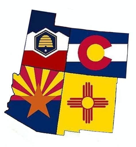 Four Corners State Flags (Arizona, Colorado, New... - Maps on the Web