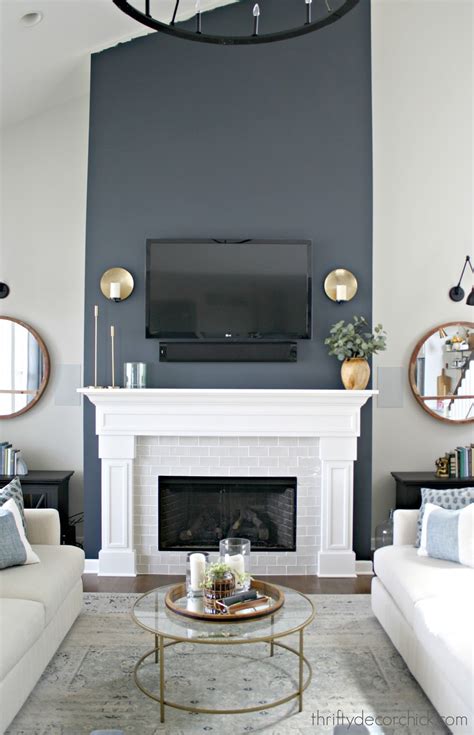 Tall fireplace wall transformation with paint! | Thrifty Decor Chick ...