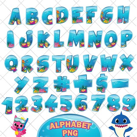 Underwater Font, Underwater Alphabet, Baby Shark Font, Baby Shark Alphabet, Baby Shark Png ...
