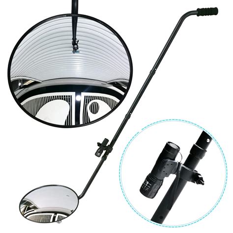 Buy Under Vehicle Inspection Mirror - 12 Inch Convex Search Mirror with Wheels and LED Light for ...