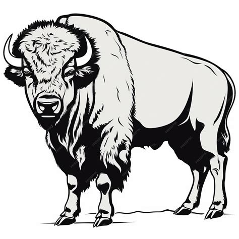 Bison Black And White Vector Character Design Clip Art | Premium AI ...