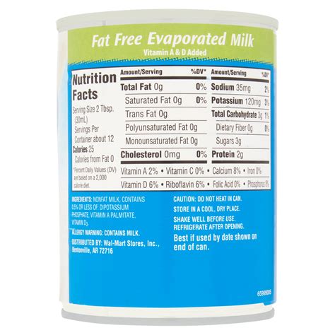 calories in evaporated milk