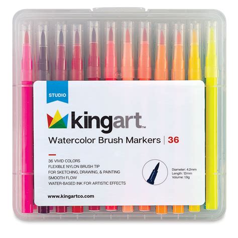 Kingart Watercolor Brush Markers - Set of 36, Count: 1, Model: 410-36 ...