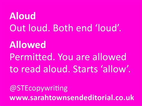 Aloud vs allowed: top tips to remember the difference - Sarah Townsend ...