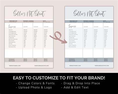 Seller Net Sheet Real Estate Canva Template Realtor Estimated Net Sheet ...