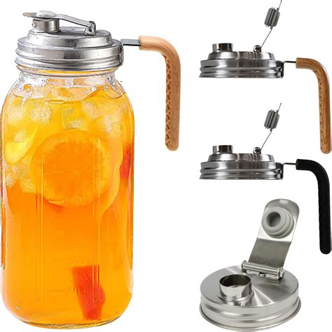 Amazon.com: Stainless Steel Mason Jar With Handle And Drinking Lid,64 ...