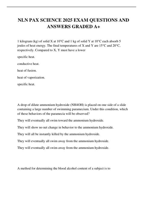 BUNDLE OF NLN PAX/ NEX EXAM QUESTION | 2025 COMPLETE NLN ACTUAL EXAM ...