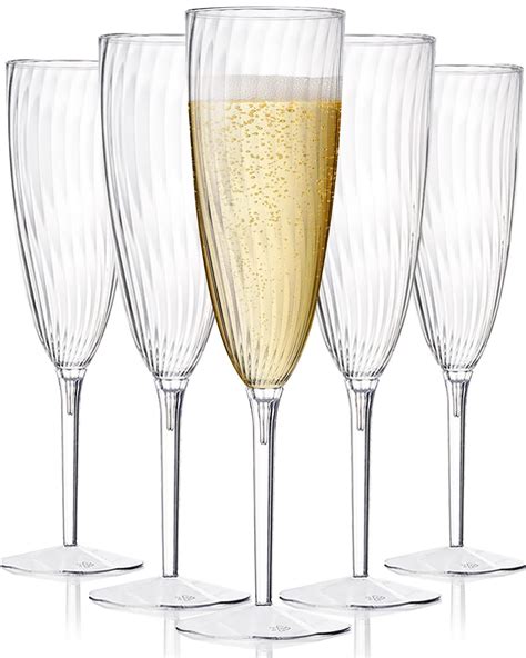 HyHousing 6 Oz Clear Glasses 16 Pack, Hard Disposable Plastic Champagne ...
